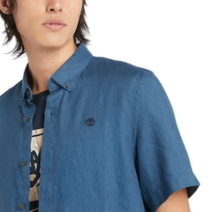 Timberland camicia a maniche corte in lino Mill Brook uomo