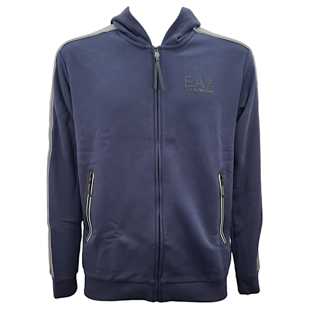 EA7 Emporio Armani felpa con cappuccio e zip Athletic Coluor Block in misto cotone