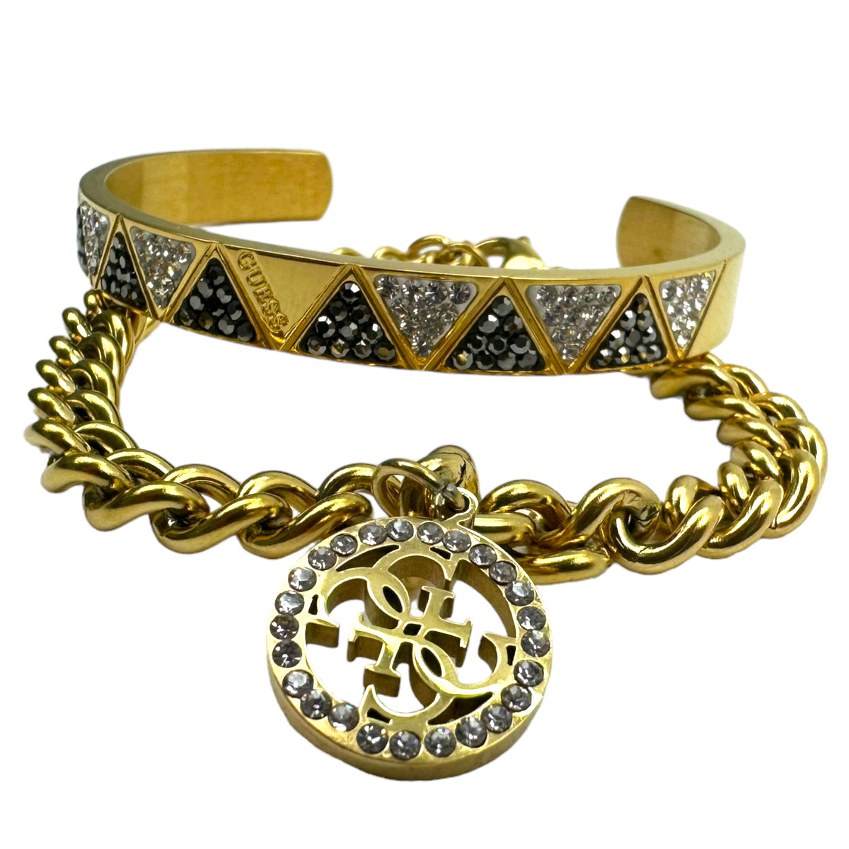 Guess bracciali duo geo gold silver black donna