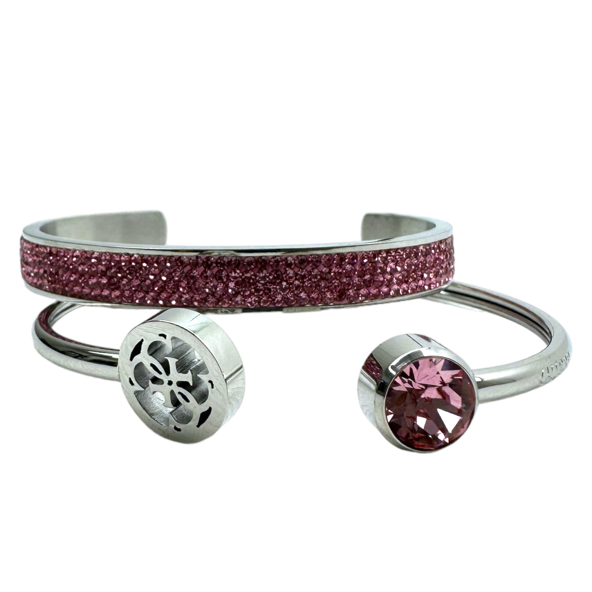 Guess bracciali duo silver pink donna