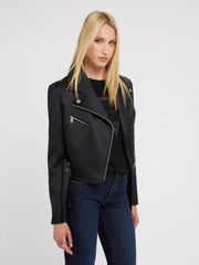 Guess giacca biker cropped in raso donna