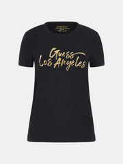 Guess t-shirt stampa frontale gold donna