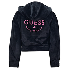 Guess Felpa Full zip con cappuccio in velluto a coste bambina