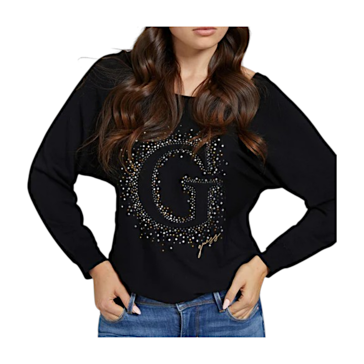 Guess Maglione Girocollo Manica a Pipistrello Abby Donna