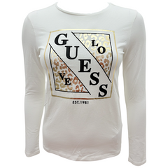 Guess T-shirt Manica Lunga in Misto Cotone Bambina