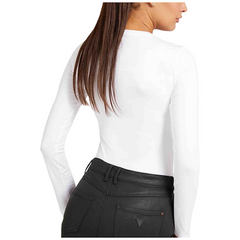 Guess  T-shirt Manica Lunga in Misto Cotone Logo Strass Donna