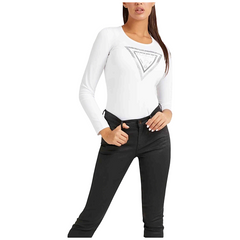 Guess  T-shirt Manica Lunga in Misto Cotone Logo Strass Donna