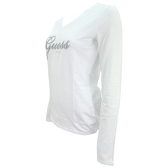 Guess  T-shirt manica lunga in Misto Cotone Scollo V Donna