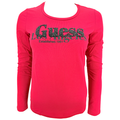 Guess  T-shirt manica lunga in misto Cotone Girocollo Donna