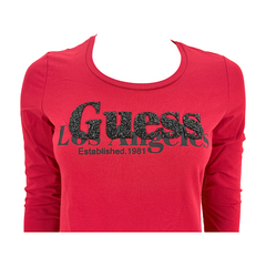 Guess  T-shirt manica lunga in misto Cotone Girocollo Donna