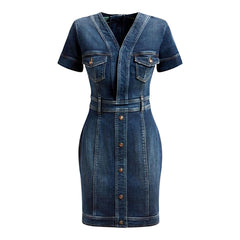 Guess Abito a manica corta in denim Donna