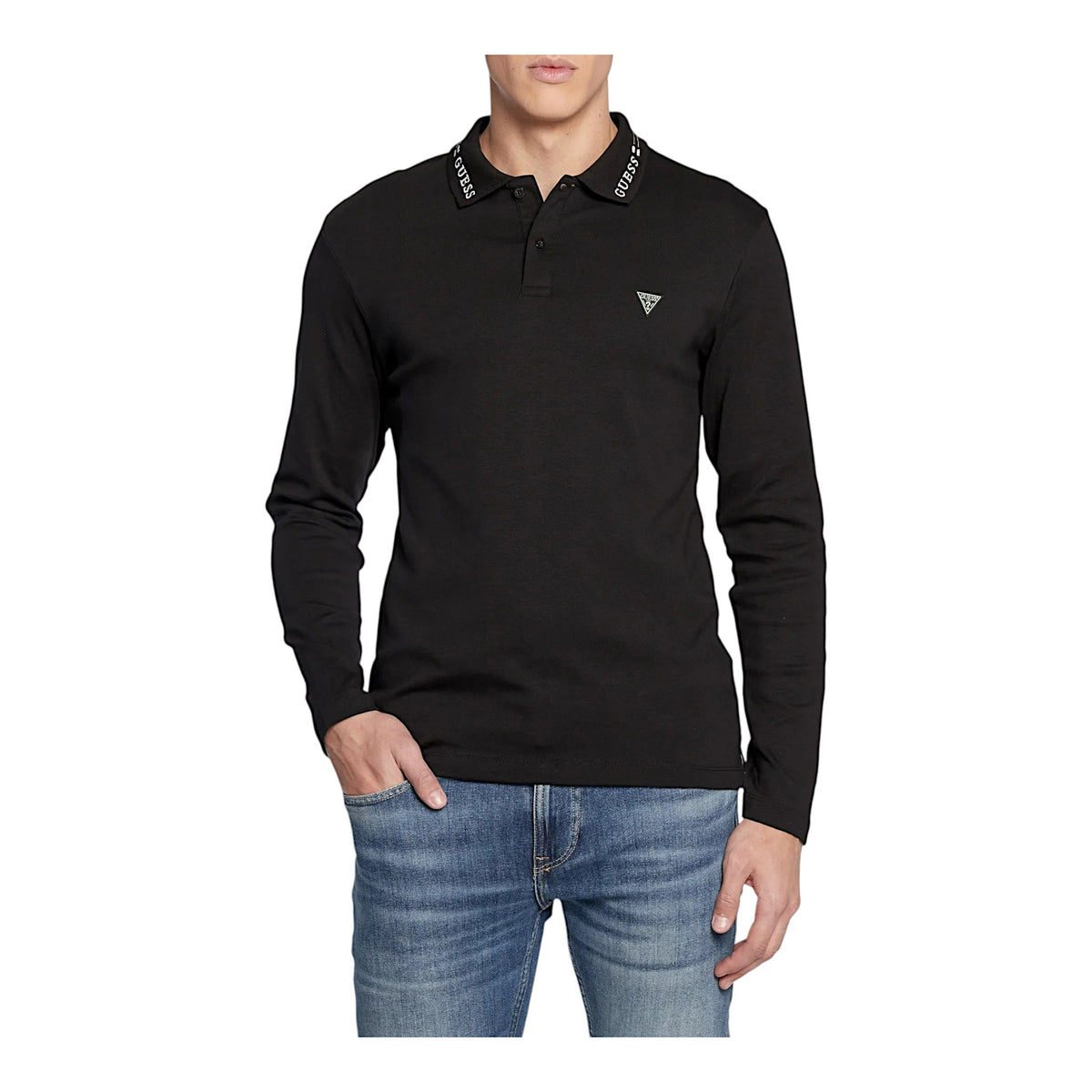 Guess Polo Manica Lunga in Cotone Uomo