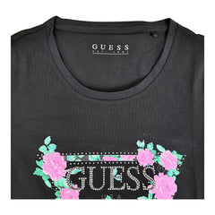 Guess t-shirt manica lunga logo fiori donna