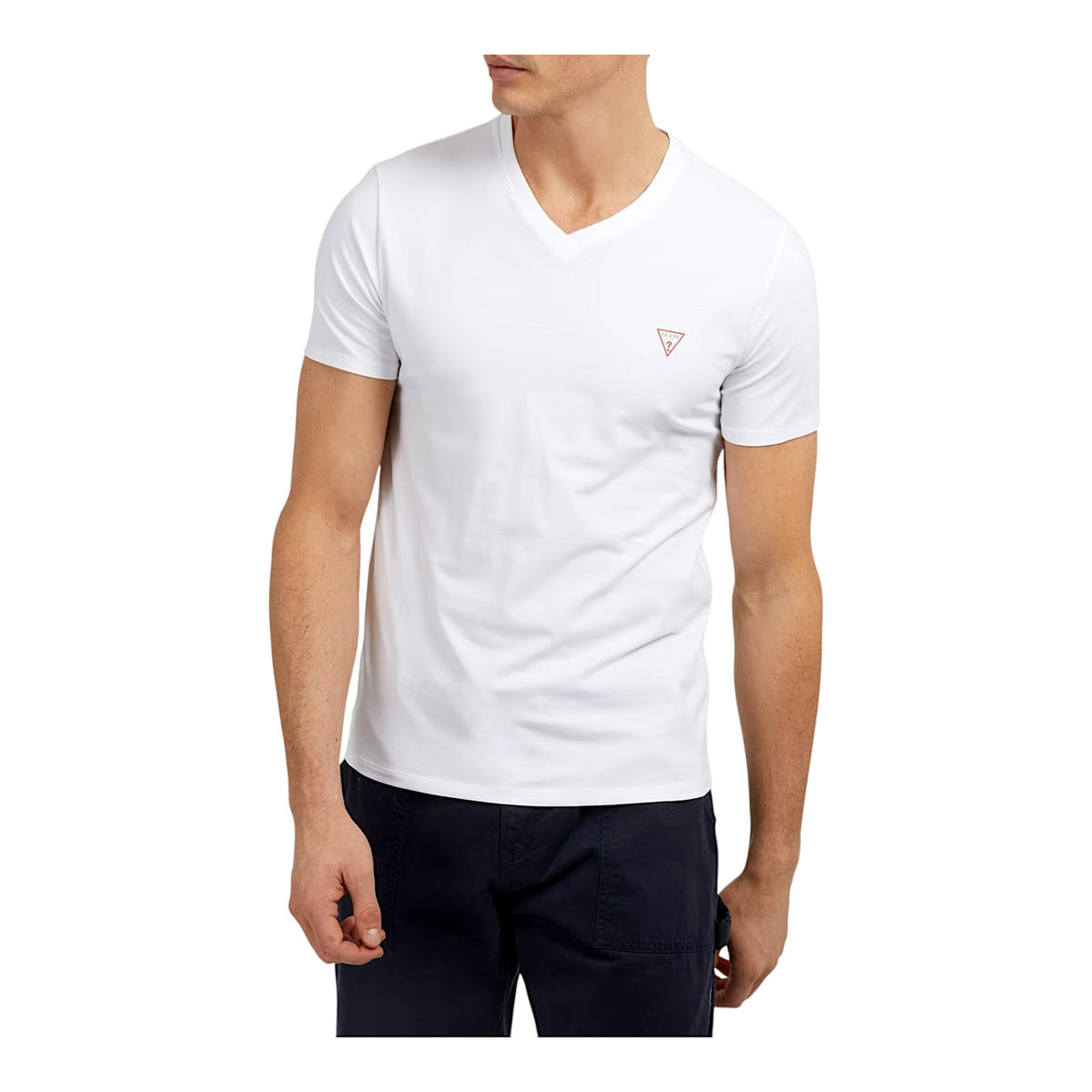 Guess T-shirt Manica Corta scollo a V in Cotone Uomo