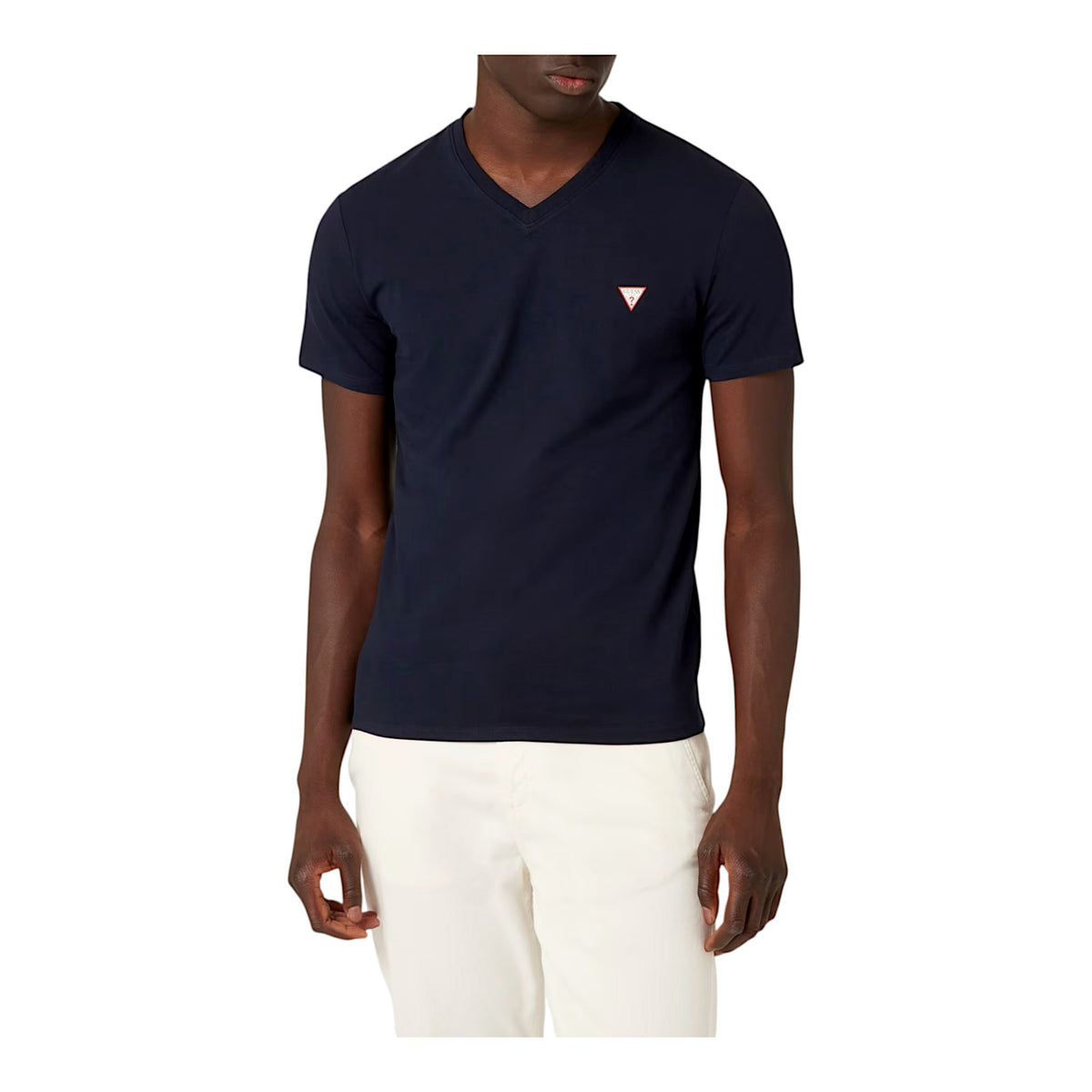 Guess T-shirt Manica Corta scollo a V in Cotone Uomo