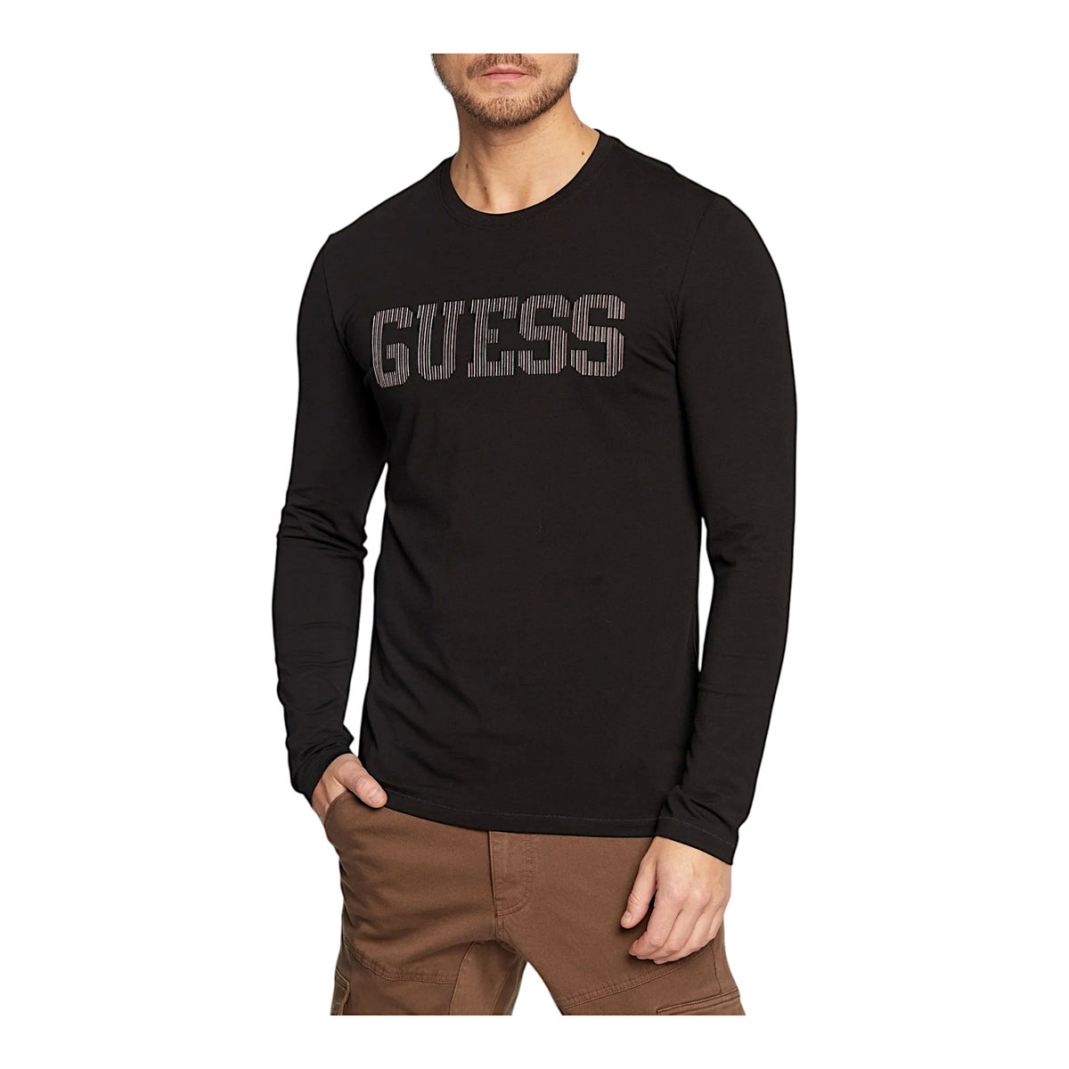 Guess T-shirt Manica Lunga in Cotone Uomo