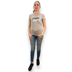 Armani Exchange T-shirt slim fit con logo con strass donna