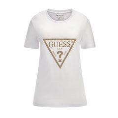 Guess T-shirt stretch logo triangolo gold donna