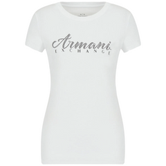 Armani Exchange T-shirt slim fit con logo con strass donna