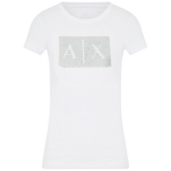 Armani Exchange T-shirt slim fit con logo con strass donna