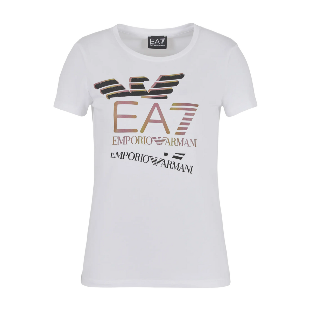 EA7 Emporio Armani T-shirt girocollo Logo Series Crossover in cotone stretch donna