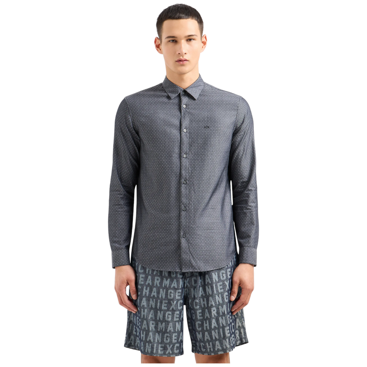 Armani Exchange camicia  manica lunga regular fit in puro cotone uomo