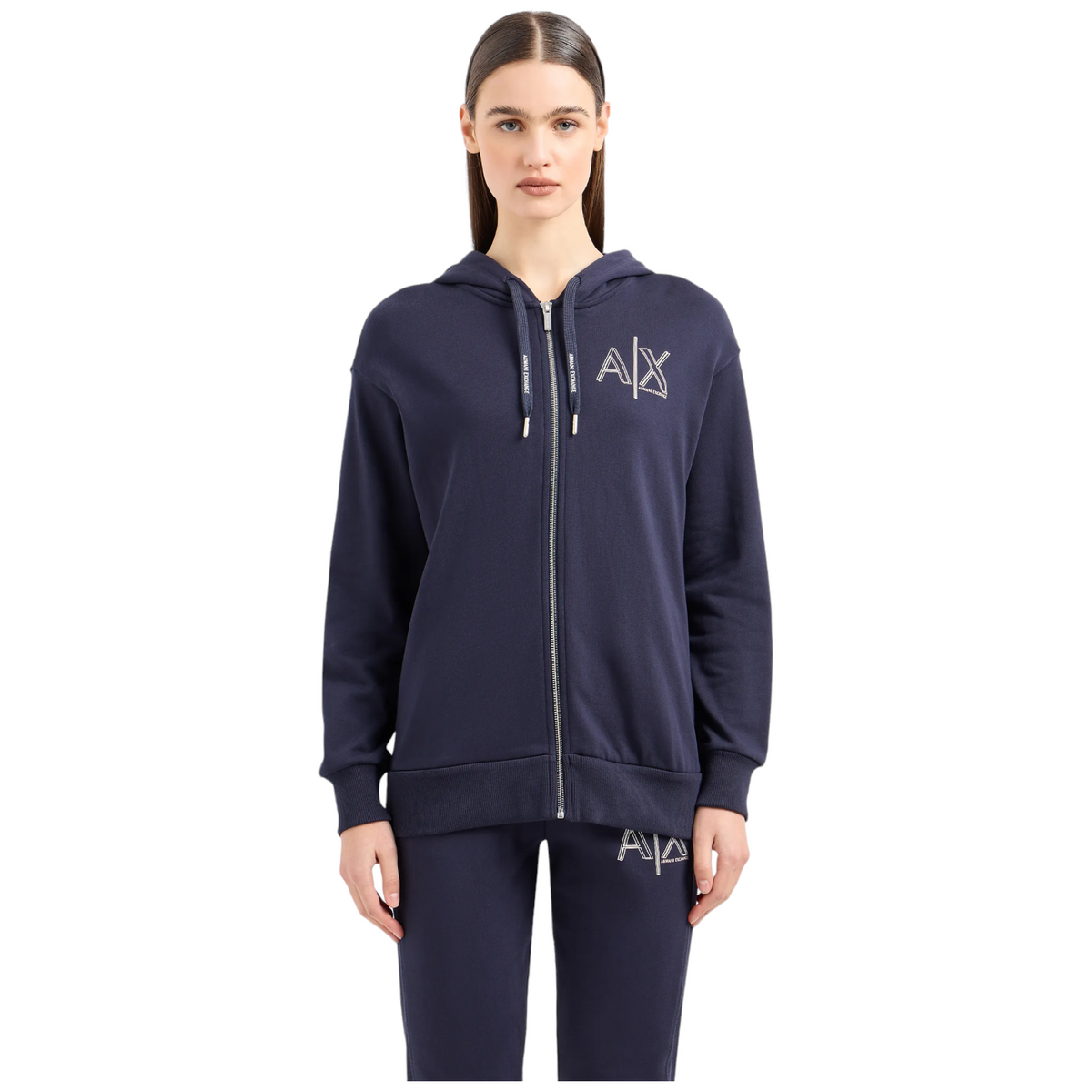 Armani Exchange Felpa con zip e cappuccio Armani Sustainability Values donna