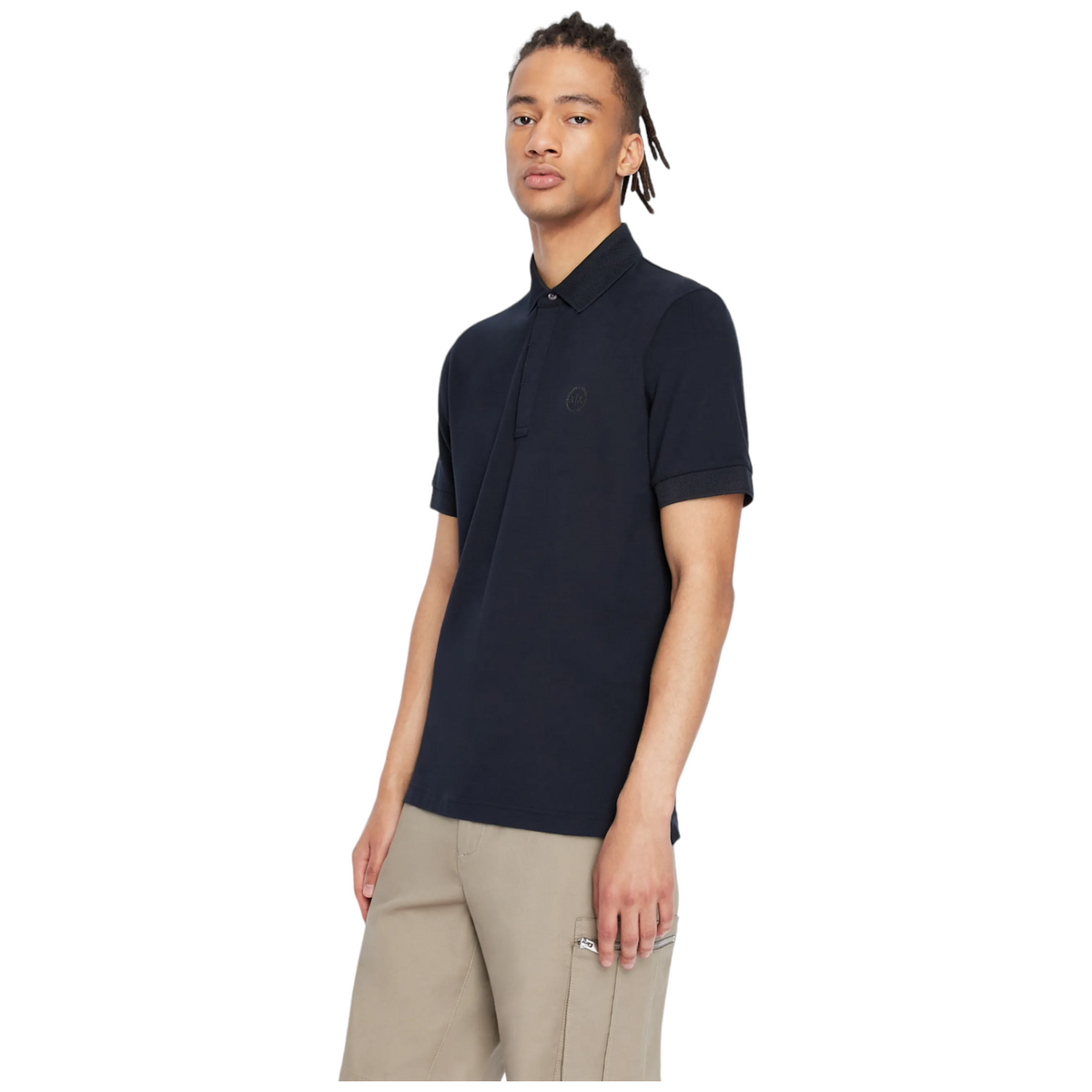 Armani Exchange polo manica corta slim fit in piquet stretch uomo