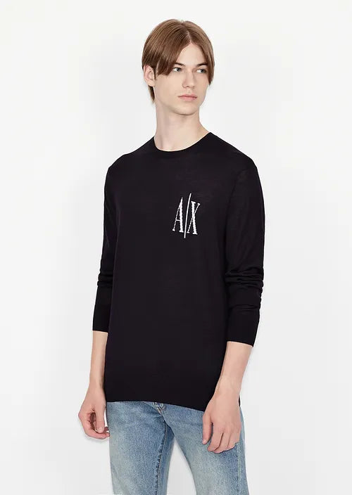 Armani Exchange maglione girocollo icon in lana uomo