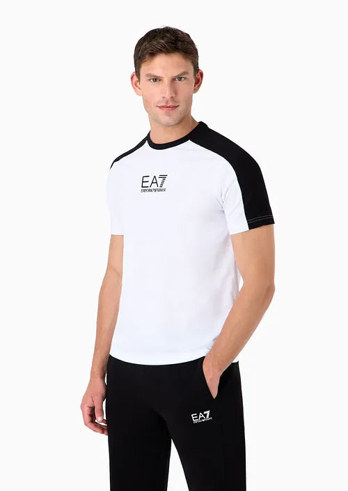 Ea7 Emporio Armani t-shirt athletic colour block a manica corta in cotone uomo