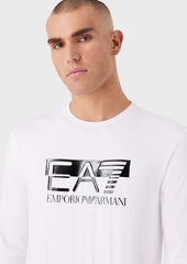 EA7 Emporio Armani T-shirt Visibility in Jersey di Cotone Stretch a Maniche Lunghe Uomo