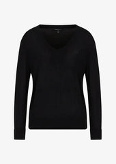 Armani Exchange maglione in misto cotone scollo a v donna