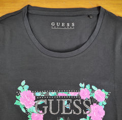 Guess t-shirt manica lunga logo fiori donna