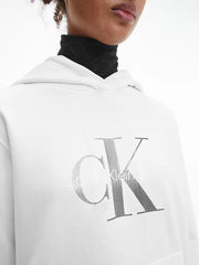 Calvin Klein felpa con cappuccio e logo metallico donna