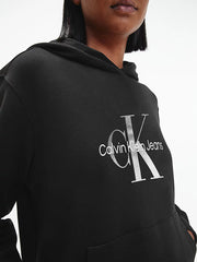 Calvin klein felpa con cappuccio e logo metallico donna